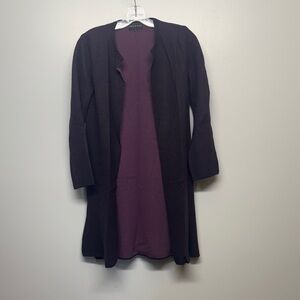 SPANNER Long Open Wool Purple Cardigan